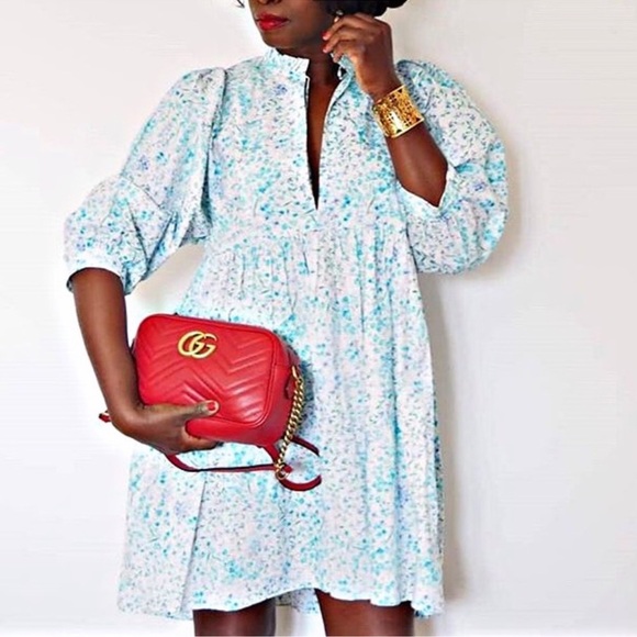 Zara blue printed poplin dress NWT - Picture 2 of 10